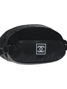 CHANEL Sports Waist Bag Nylon Black CC Auth